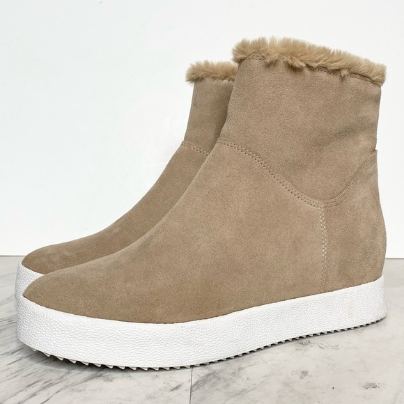 New! Blondo Haven Faux Fur Waterproof Suede Tan Bootie 9M - Picture 1 of 14